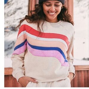 Marine Layer sz M Wave crop SUMMIT Sweatshirt top retails $100